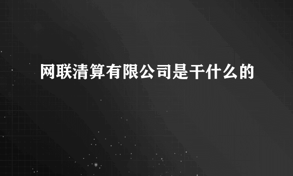 网联清算有限公司是干什么的