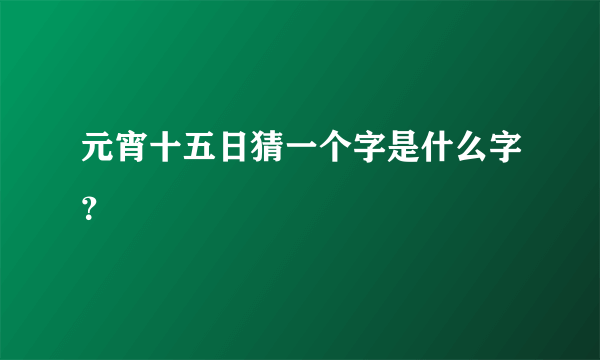 元宵十五日猜一个字是什么字？