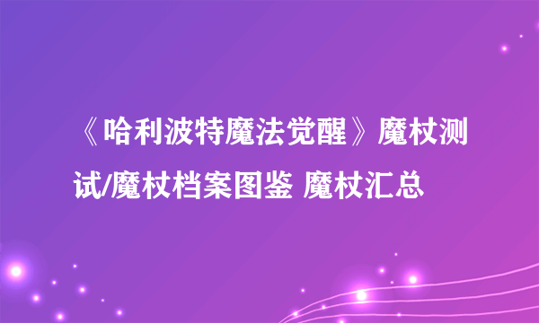 《哈利波特魔法觉醒》魔杖测试/魔杖档案图鉴 魔杖汇总