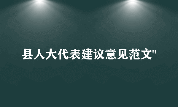 县人大代表建议意见范文