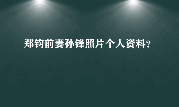 郑钧前妻孙锋照片个人资料？