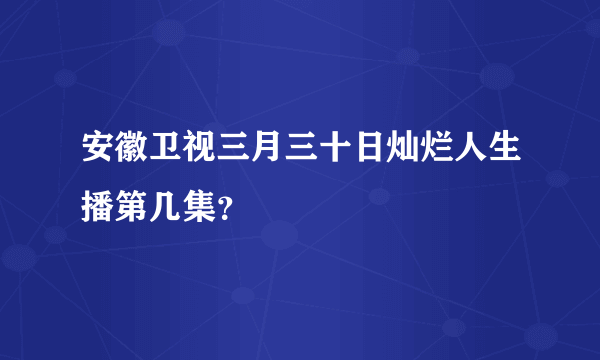 安徽卫视三月三十日灿烂人生播第几集？