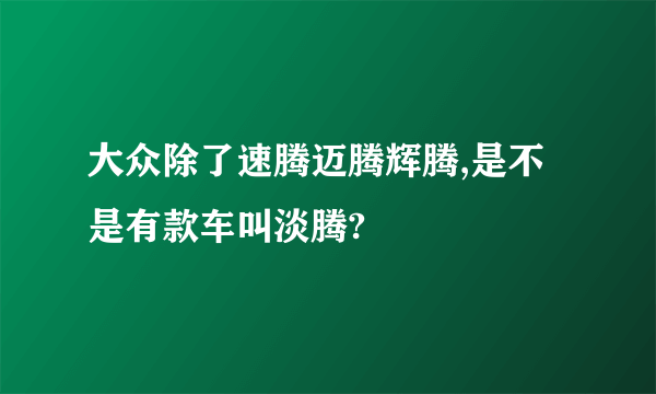 大众除了速腾迈腾辉腾,是不是有款车叫淡腾?