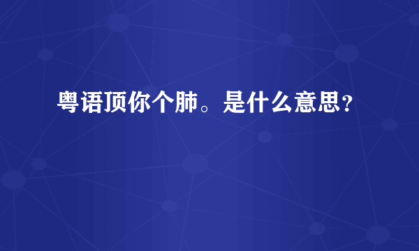 粤语顶你个肺。是什么意思？