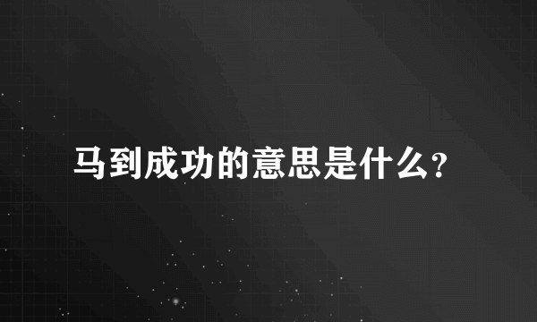 马到成功的意思是什么？