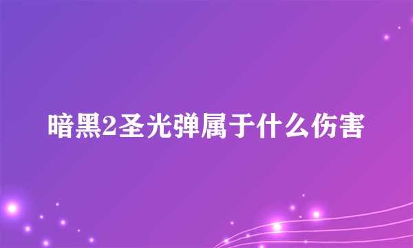 暗黑2圣光弹属于什么伤害