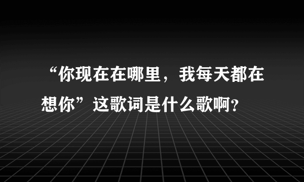 “你现在在哪里，我每天都在想你”这歌词是什么歌啊？