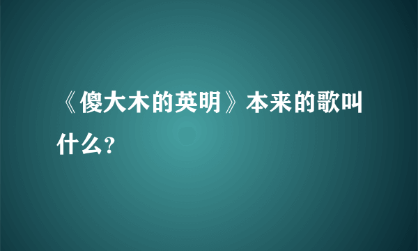 《傻大木的英明》本来的歌叫什么？