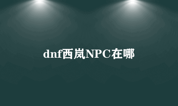 dnf西岚NPC在哪