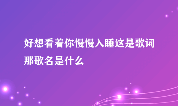 好想看着你慢慢入睡这是歌词那歌名是什么