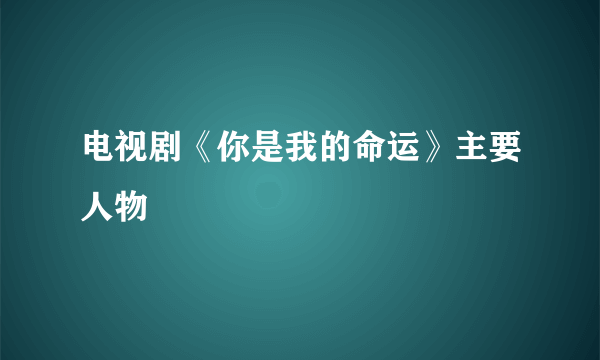 电视剧《你是我的命运》主要人物