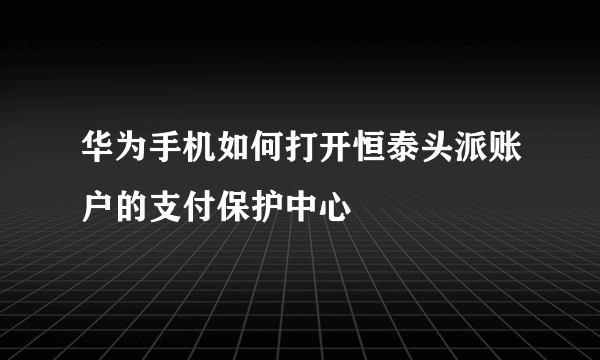 华为手机如何打开恒泰头派账户的支付保护中心