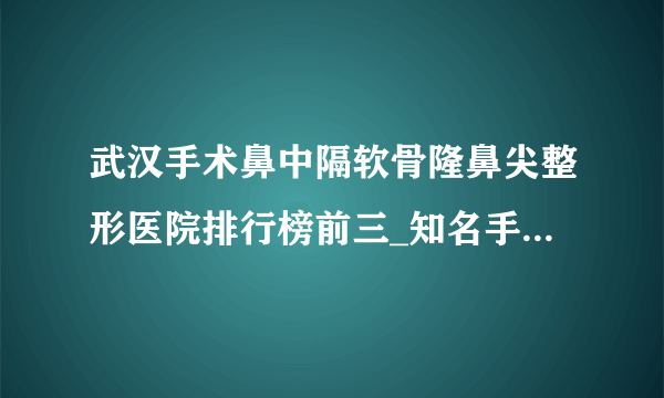 武汉手术鼻中隔软骨隆鼻尖整形医院排行榜前三_知名手术鼻中隔软骨隆鼻尖美容整形医院排名【附价格】