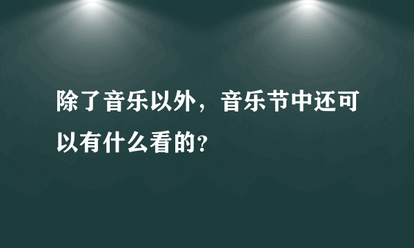 除了音乐以外，音乐节中还可以有什么看的？