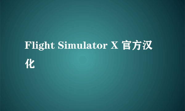 Flight Simulator X 官方汉化