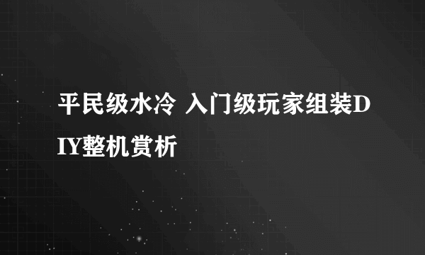 平民级水冷 入门级玩家组装DIY整机赏析