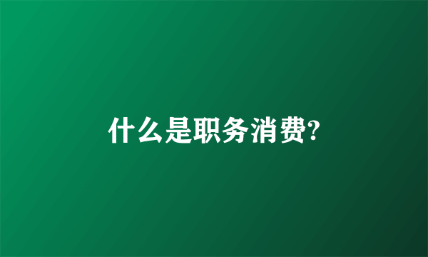 什么是职务消费?