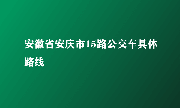 安徽省安庆市15路公交车具体路线