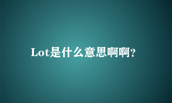 Lot是什么意思啊啊？