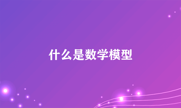 什么是数学模型