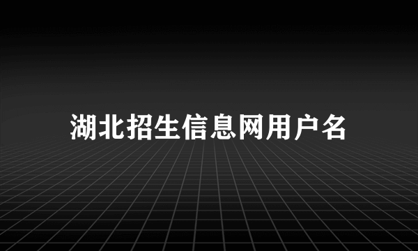 湖北招生信息网用户名