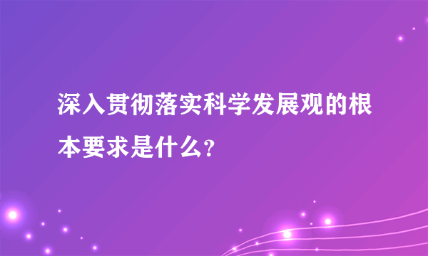 深入贯彻落实科学发展观的根本要求是什么？