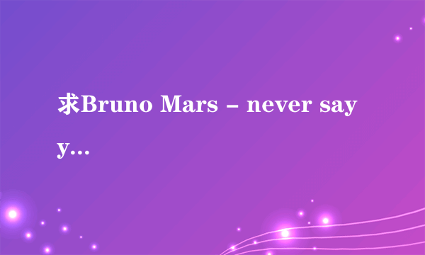 求Bruno Mars - never say you can\