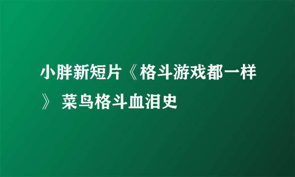 小胖新短片《格斗游戏都一样》 菜鸟格斗血泪史