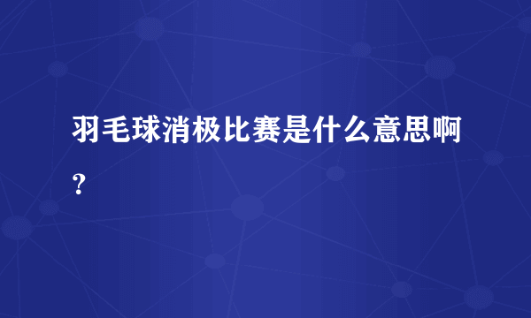 羽毛球消极比赛是什么意思啊？