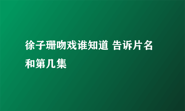 徐子珊吻戏谁知道 告诉片名和第几集