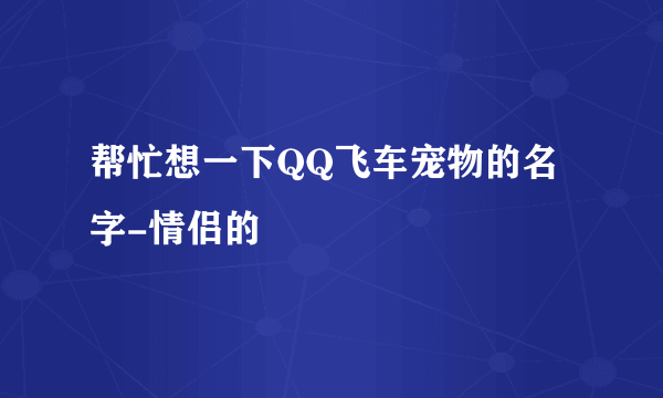 帮忙想一下QQ飞车宠物的名字-情侣的