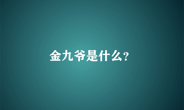 金九爷是什么？