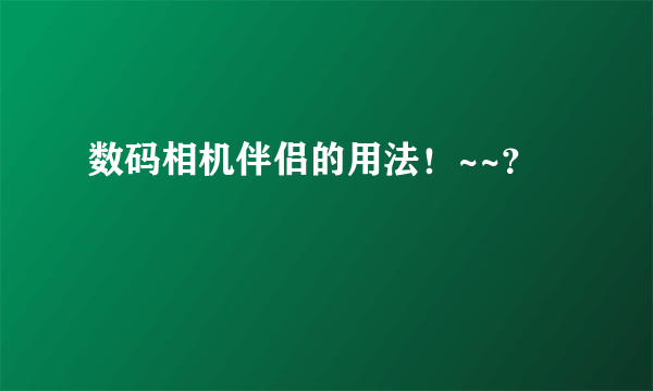 数码相机伴侣的用法！~~？