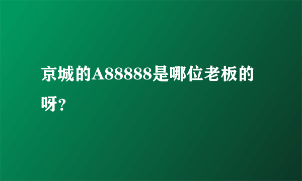 京城的A88888是哪位老板的呀？