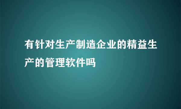 有针对生产制造企业的精益生产的管理软件吗