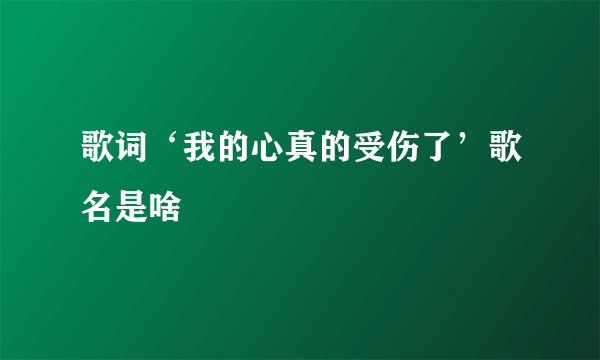 歌词‘我的心真的受伤了’歌名是啥