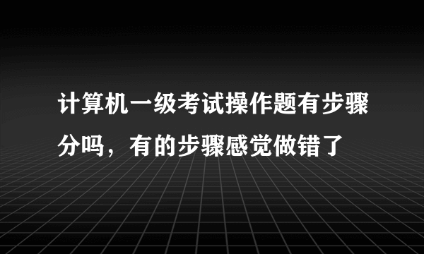 计算机一级考试操作题有步骤分吗，有的步骤感觉做错了