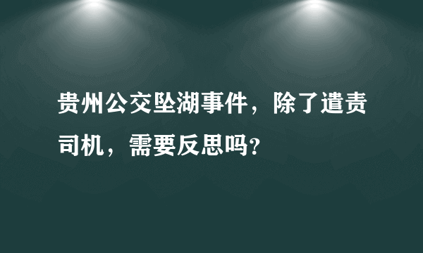 贵州公交坠湖事件，除了遣责司机，需要反思吗？