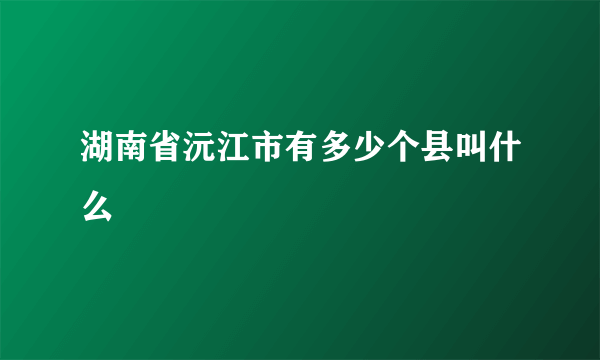 湖南省沅江市有多少个县叫什么