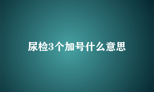 尿检3个加号什么意思