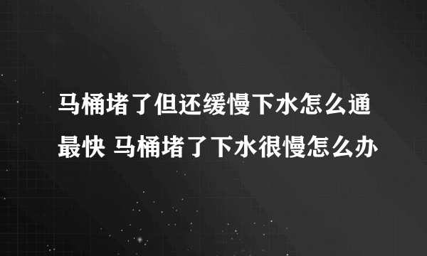 马桶堵了但还缓慢下水怎么通最快 马桶堵了下水很慢怎么办