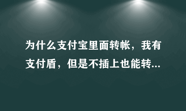 为什么支付宝里面转帐，我有支付盾，但是不插上也能转帐，这样不是很不安全吗