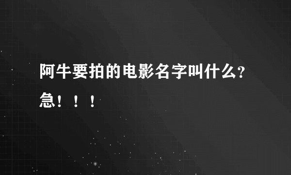 阿牛要拍的电影名字叫什么？急！！！