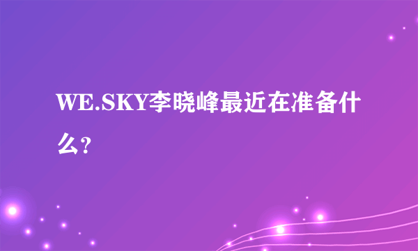 WE.SKY李晓峰最近在准备什么？