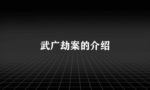 武广劫案的介绍