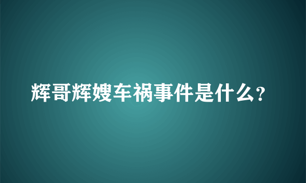 辉哥辉嫂车祸事件是什么？