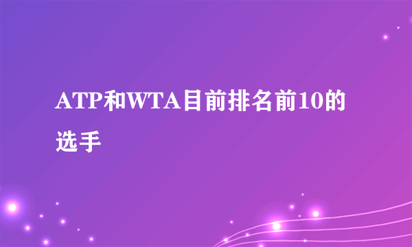 ATP和WTA目前排名前10的选手