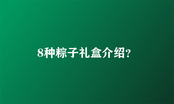 8种粽子礼盒介绍？