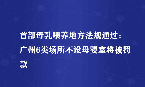 首部母乳喂养地方法规通过：广州6类场所不设母婴室将被罚款