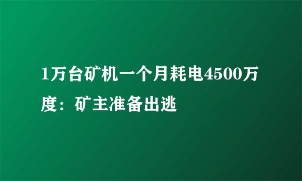 1万台矿机一个月耗电4500万度：矿主准备出逃